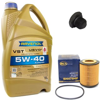 Engineoil set VollSynth Turbo VST SAE 5W-40 5 liters + Oil Filter SH4784P + Oildrainplug 48877