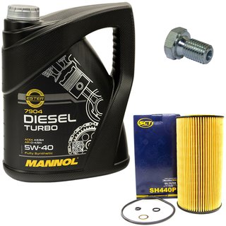 Motorl Set 5W40 Diesel Turbo 5 Liter + lfilter SH440P + lablassschraube 48893