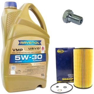 Engineoil set VMP SAE 5W-30 5 liters + Oil Filter SH440P + Oildrainplug 48893