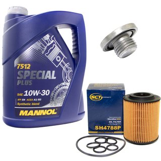 Motorl Set Special Plus 10W-30 API SN 5 Liter + lfilter SH4049P + lablassschraube 48871 + Luftfilter SB2217
