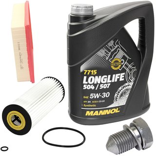 Engineoil set Longlife 5W30 API SN 5 liters + Oil Filter SH420L + Oildrainplug 48871 + airfilter SB222