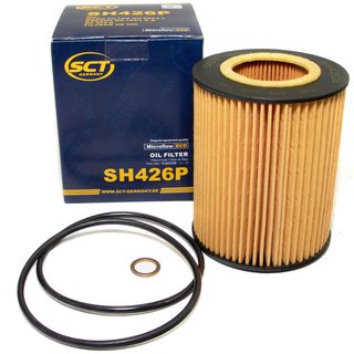 Engine Oil Set 5W-40 5 liters + oil filter SCT SH426P + Oildrainplug 04572 + Airfilter SB035