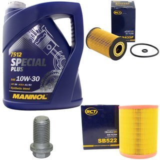 Motorl Set Special Plus 10W-30 API SN 5 Liter + lfilter SH435P + lablassschraube 08277 + Luftfilter SB522
