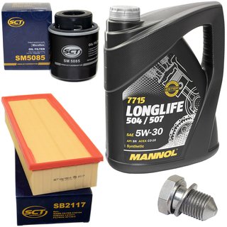 Engineoil set Longlife 5W30 API SN 5 liters + Oil Filter SM5085 + Oildrainplug 48871 + Airfilter SB2117