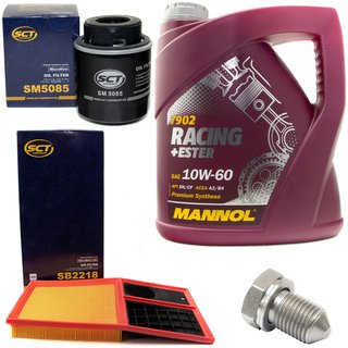 Motorl Set Racing+Ester 10W-60 4 Liter + lfilter SM5085 + lablassschraube 15374 + Luftfilter SB2218