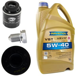 Motorl Set VollSynth Turbo VST 5W-40 5 Liter + lfilter SM5085 + lablassschraube 15374 + Luftfilter SB2309