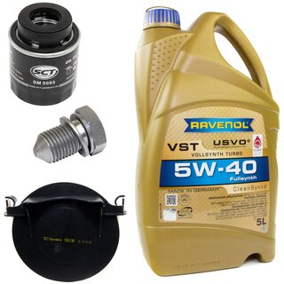 Engineoil set VollSynth Turbo VST SAE 5W-40 5 liters + Oil Filter SM5085 + Oildrainplug 48871 + Airfilter SB2138