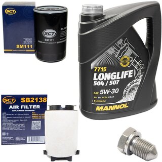 Engineoil set Longlife 5W30 API SN 5 liters + Oil Filter SM111 + Oildrainplug 15374 + Airfilter SB2138