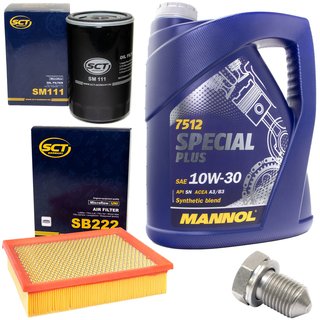 Engineoil set Special Plus 10W30 API SN 5 liters + Oil Filter SM111 + Oildrainplug 15374 + Airfilter SB222