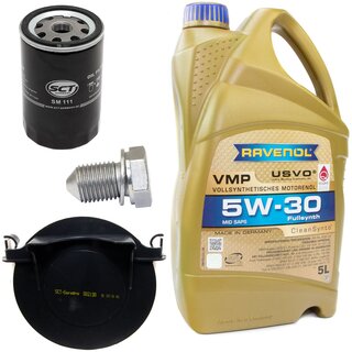 Engineoil set VMP SAE 5W-30 5 liters + Oil Filter SM111 + Oildrainplug 15374 + Airfilter SB2138