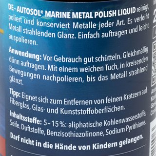 Marine Metall Politur Flssig Flssigpolitur Autosol 11 051210 250 ml Flasche
