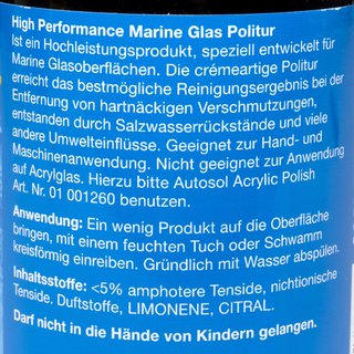 Marine Glass Polish Premium Glasspolish Autosol 11 053300 500 ml bottle