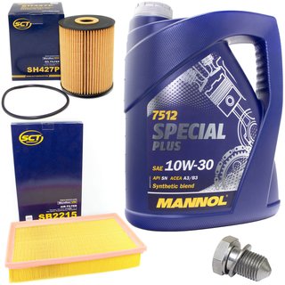Engineoil set Special Plus 10W30 API SN 5 liters + Oil Filter SH427P + Oildrainplug 48871 + Airfilter SB2215