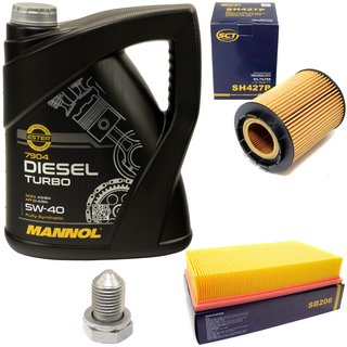 Engine oil set 5W40 Diesel Turbo 5 liters + oil filter SH427P + Oildrainplug 15374 + Airfilter SB206