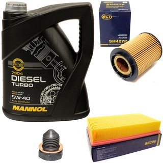 Engine oil set 5W40 Diesel Turbo 5 liters + oil filter SH427P + Oildrainplug 12281 + Airfilter SB206