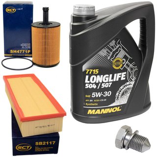 Engineoil set Longlife 5W30 API SN 5 liters + Oil Filter SH4771P + Oildrainplug 48871 + Airfilter SB2117