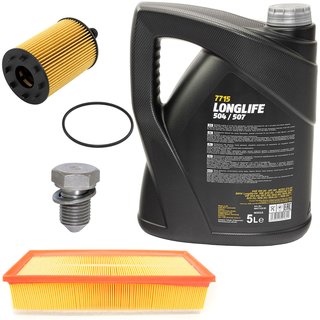 Engineoil set Longlife 5W30 API SN 5 liters + Oil Filter SH4771P + Oildrainplug 48871 + Airfilter SB2217