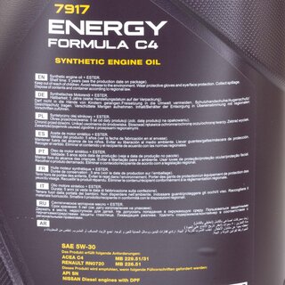 Engineoil Engine oil MANNOL 5W-30 Energy Formula C4 API SN 5 liters