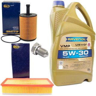Engineoil set VMP SAE 5W-30 5 liters + Oil Filter SH4771P + Oildrainplug 15374 + Airfilter SB2217