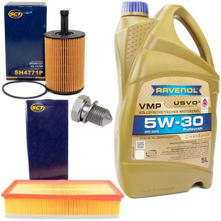 Engineoil set VMP SAE 5W-30 5 liters + Oil Filter SH4771P + Oildrainplug 48871 + Airfilter SB2217