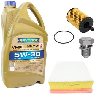 Motorl Set VMP 5W-30 5 Liter + lfilter SH4771P + lablassschraube 48871 + Luftfilter SB2215