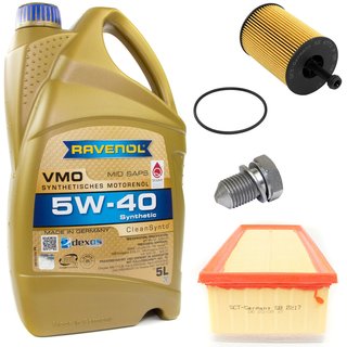Motorl Set VMO 5W-40 5 Liter + lfilter SH4771P + lablassschraube 48871 + Luftfilter SB2217
