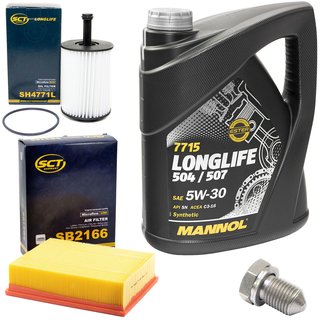 Motorl Set Longlife 5W-30 5 Liter + lfilter SH4771L + lablassschraube 15374 + Luftfilter SB2166