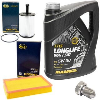 Motorl Set Longlife 5W-30 5 Liter + lfilter SH4771L + lablassschraube 15374 + Luftfilter SB2095