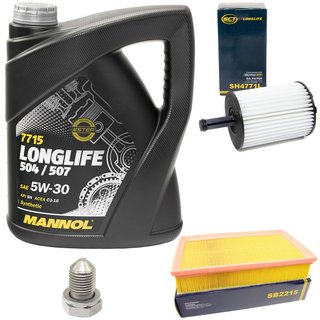 Engineoil set Longlife 5W30 API SN 5 liters + Oil Filter SH4771L + Oildrainplug 15374 + Airfilter SB2215