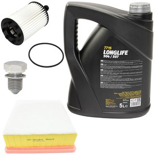 Engineoil set Longlife 5W30 API SN 5 liters + Oil Filter SH4771L + Oildrainplug 15374 + Airfilter SB2215