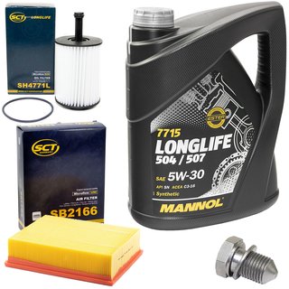 Motorl Set Longlife 5W-30 5 Liter + lfilter SH4771L + lablassschraube 48871 + Luftfilter SB2166