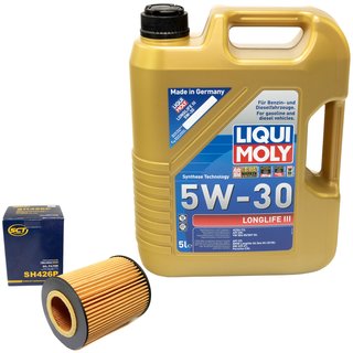 Motorl Set Longlife III 5W-30 LIQUI MOLY 5 Liter + lfilter SH426P