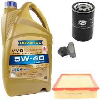 Motorl Set VMO 5W-40 5 Liter + lfilter SM107 + lablassschraube 03272 + Luftfilter SB958