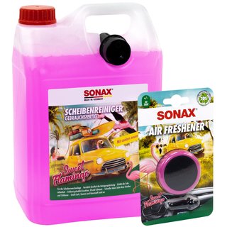 Scheibenreiniger Sweet Flamingo gebrauchsfertig 03945000 SONAX 5 Liter + Lufterfrischer 03630410