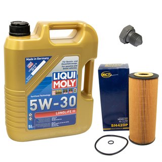 Engineoil set Longlife III 5W-30 Liqui Moly 5 liters + oilfilter SH420P + Oildrainplug 03272