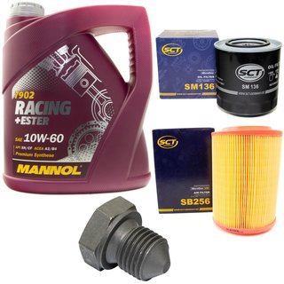 Engineoil set Racing+Ester 10W60 4 liters + Oil Filter SM136 + Oildrainplug 03272 + Airfilter SB256
