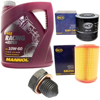 Engineoil set Racing+Ester 10W60 4 liters + Oil Filter SM136 + Oildrainplug 12281 + Airfilter SB256