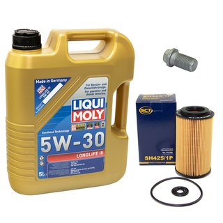 Motorl Set Longlife III 5W-30 LIQUI MOLY 5 Liter + lfilter SH425/1P + lablassschraube 08277