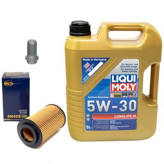 Motorl Set Longlife III 5W-30 LIQUI MOLY 5 Liter + lfilter SH425/1P + lablassschraube 08277