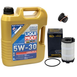 Motorl Set Longlife III 5W-30 LIQUI MOLY 5 Liter + lfilter SH4047L + lablassschraube 171173