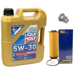 Motorl Set Longlife III 5W-30 LIQUI MOLY 5 Liter + lfilter SH4105P + lablassschraube 100551