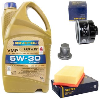 Engineoil set VMP SAE 5W-30 5 liters + Oil Filter SM142/1 + Oildrainplug 48880 + Airfilter SB2208