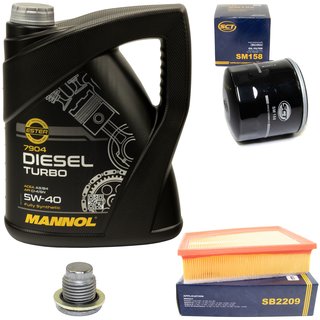 Motorl Set 5W40 Diesel Turbo 5 Liter + lfilter SM158 + lablassschraube 101250 + Luftfilter SB2209