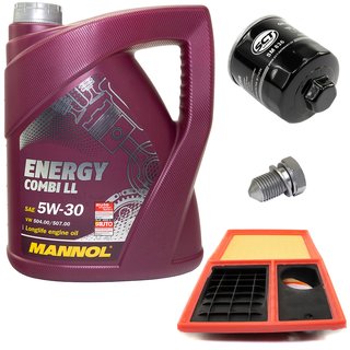 Engine Oil Set 5W-30 5 liters + oil filter SCT SM836 + Oildrainplug 48871 + Airfilter SB2218