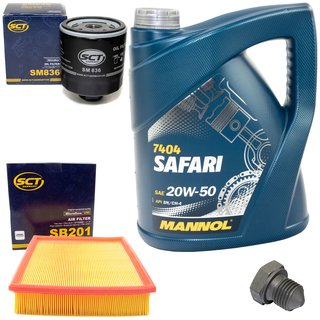 Engine Oil Set 20W-50 5 liters + oil filter SCT SM836 + Oildrainplug 03272 + Airfilter SB201