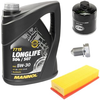 Engineoil set Longlife 5W30 API SN 5 liters + Oil Filter SM836 + Oildrainplug 15374 + Airfilter SB2117