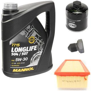 Engineoil set Longlife 5W30 API SN 5 liters + Oil Filter SM836 + Oildrainplug 03272 + Airfilter SB2217