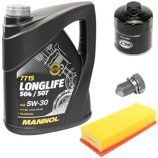 Engineoil set Longlife 5W30 API SN 5 liters + Oil Filter SM836 + Oildrainplug 48871 + Airfilter SB2117
