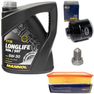 Engineoil set Longlife 5W30 API SN 5 liters + Oil Filter SM836 + Oildrainplug 48871 + Airfilter SB2217