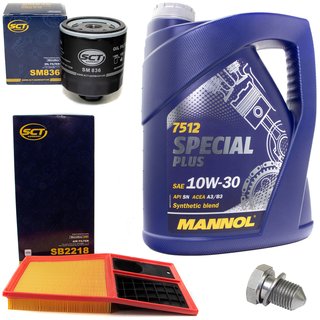 Engineoil set Special Plus 10W30 API SN 5 liters + Oil Filter SM836 + Oildrainplug 48871 + Airfilter SB2218